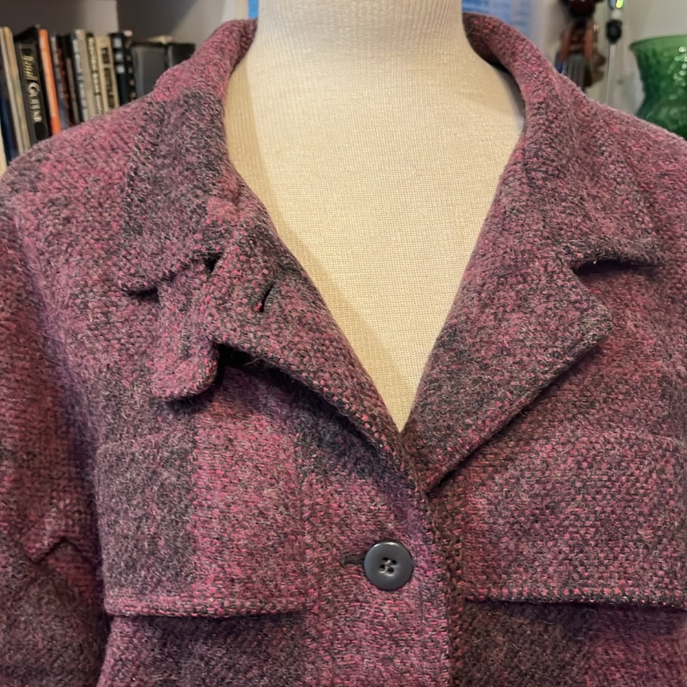 💜 V I N T A G E WOOLRICH WOMAN PURPLE PLAID JACKET - Picture 5 of 12